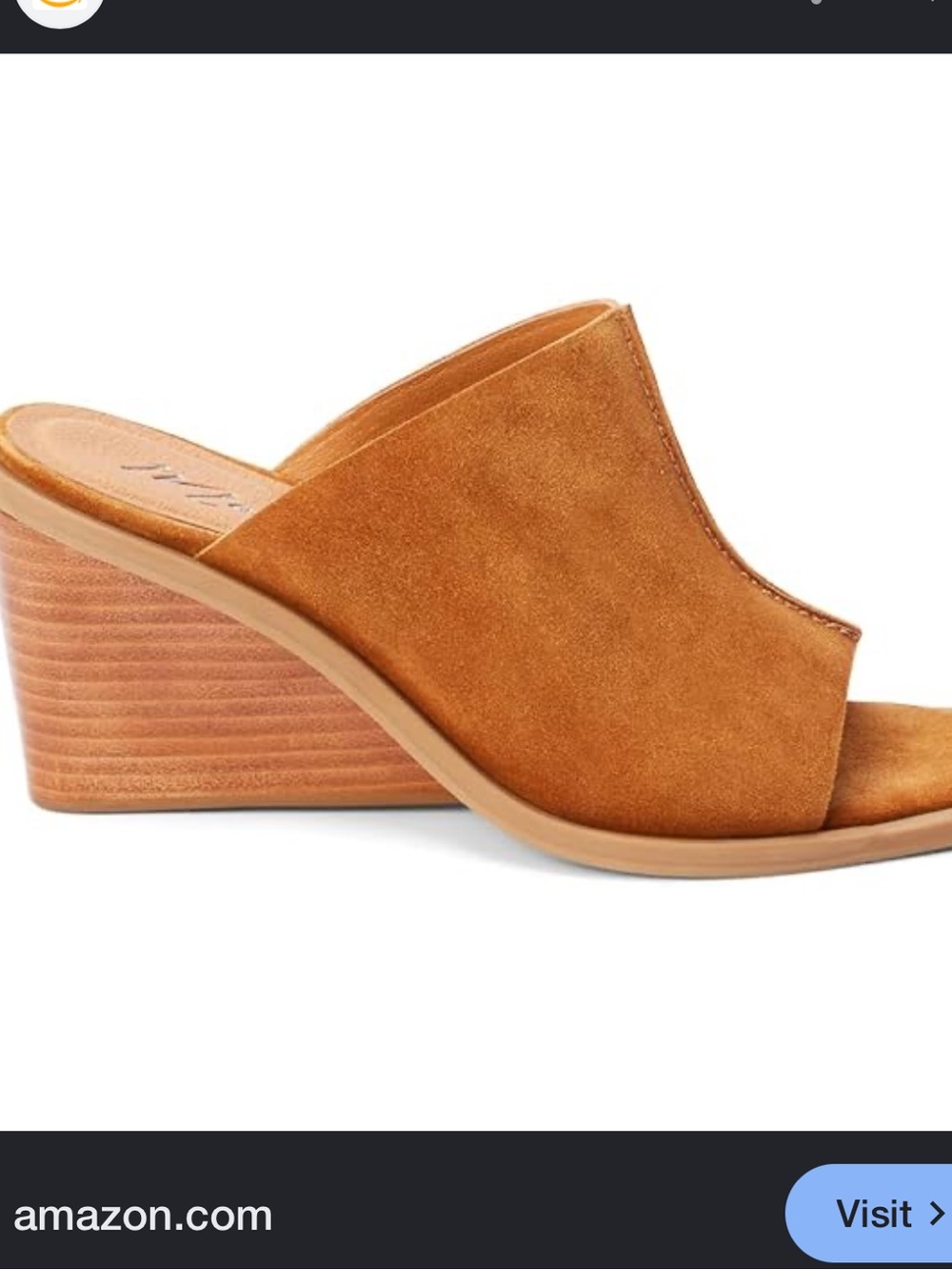 Anthropologie Matisse Suede Open-Toe Mule in Cognac 9 NEW IN BOX - Picture 1 of 9
